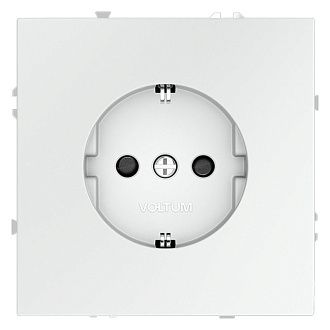 Розетка встраиваемая Voltum S70 с заземлением и защитными шторками, 16А, белый матовый пластик Soft touch VLS040202