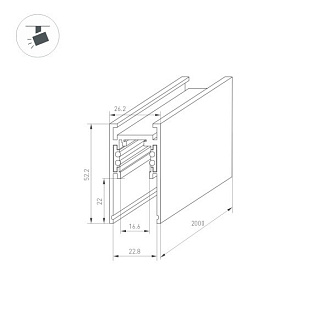 Шинопровод Arlight 033632 200*5,22*5,22 см. возможна установка на подвес (приобретается отдельно)