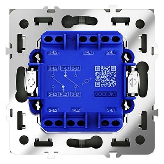 Проходной переключатель встраиваемый Voltum S70 двухклавишный 10А, черный матовый пластик Soft touch VLS020308