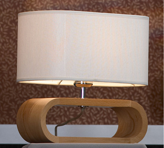 Настольная лампа Lussole Nulvi LSF-2114-01, хром, бук, кремовый