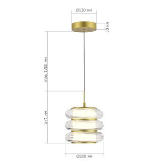 Подвесной светильник 20*140 см, 1*LED*16W, 3000K, ST-Luce Frittela SL6239.203.03, золото матовое