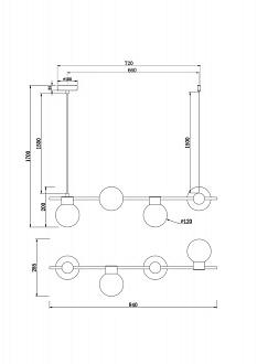 Светильник 84 см, Freya FR5232PL-04B, черный-латунь