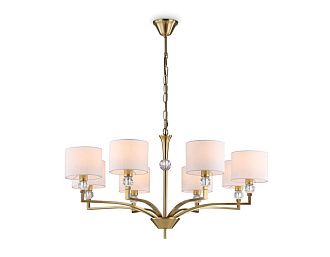 Подвесная люстра с абажурами и хрусталем **88- см, 8*E14*40W, K, Ambrella Light High Light LH71133, латунь