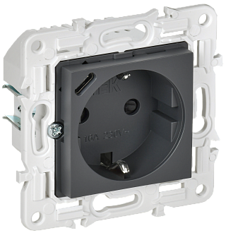 SKANDY Розетка с з/к/ш 16А с USB C 18Вт SK-R17T титан IEK, SK-R14-16-U14-018-K48