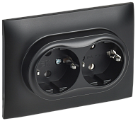 SKANDY Розетка 2-я с з/к без з/ш 16А сб. SK-R08Bl черн. IEK, SK-R21-16-K02-F