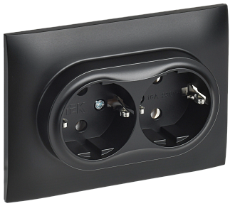 SKANDY Розетка 2-я с з/к без з/ш 16А сб. SK-R08Bl черн. IEK, SK-R21-16-K02-F