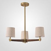 Люстра на штанге Jorgenson D70 Beige/Dark wood 70*70*60 см, 3*E27*60W, ImperiumLoft STAVRA01, Тёмное дерево, Золотистый