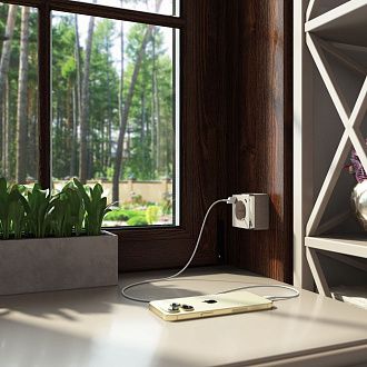 W5071710 Розетка с заземлением, шторками и USB тип A+C Gallant, шампань рифленый Werkel, 4690389179631