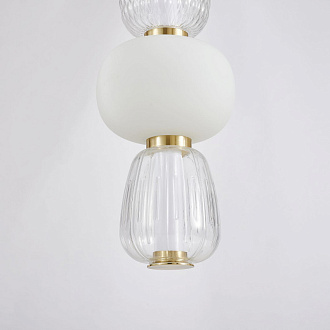 Подвес Favourite Bella 4057-2P, D170*H900/2100, золота, плафоны в виде бусин разнообразных форм из выдувного стекла двух видов - прозрачного и цвета опала