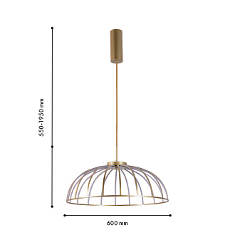 Подвесная люстра 60*190 см, 60W, Favourite Vertex 4286-6P Матовая латунь и белый акрил
