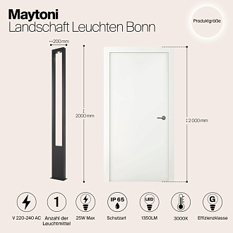 Светодиодный светильник 200 см, 25W, 3000K, Maytoni Bonn O425FL-L25GF, графит