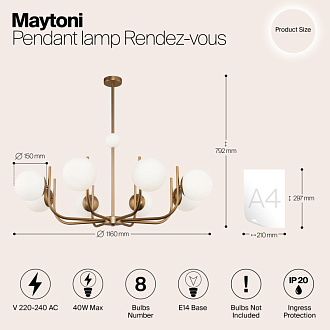 Люстра на штанге Maytoni Rendez-vous MOD109PL-08BS, диаметр 103 см, латунь