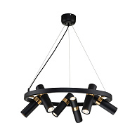 Подвесная люстра Favourite Light point 2997-6P, D650*H290/1220, каркас светильника сочетает два цвета - золотая гальваника и черный, поворотный плафон, лампу GU10 можно менять