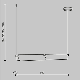 Линейный светильник 93*12*312 см LED, 20W, 3000К, Maytoni FLAT MOD296PL-L20BS3K черный