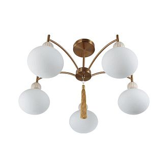 Люстра потолочная *69,5*43-43 см, 5*E14*40W, Lumion Gloriya LUM8272/5C, латунь; бежевый