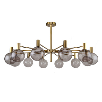 Люстра Favourite Eternity 2765-12P, D1040*H500, латунь, круглые плафоны из стекла коньячного оттенка