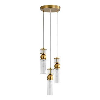 Подвес 22*22*222-222 см, 3*E14*40W, Lumion Denver LUM8276/3A, латунь