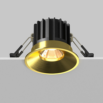 Встраиваемый светильник 8*8*6 см, LED, 12W, 3000К, Maytoni Technical ROUND DL058-12W3K-BS латунный, вр 7,5 см