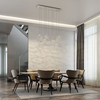 Подвесной cветильник 111,5*23*150- см, *LED*45W, 3000K, Eurosvet Gemini, 90353/9 хром, 4690389210129