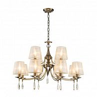 Подвесная люстра F-Promo Imber 2639-12P, D780*H580/1580, античной бронзы, абажуры из органзы цвета шампанского, декоративные элементы из хрусталя янтарного цвета