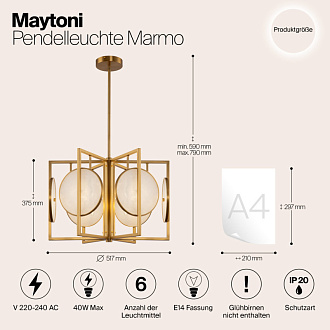 Светильник 52 см, Maytoni Marmo MOD099PL-06G, золото