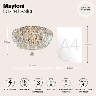 Хрустальная Люстра диаметр 31 см Maytoni DIA100-CL-03-G Royal gold (золото)