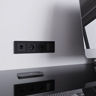 W1181048 Розетка Ethernet RJ-45, черный акрил Werkel, 4690389197758