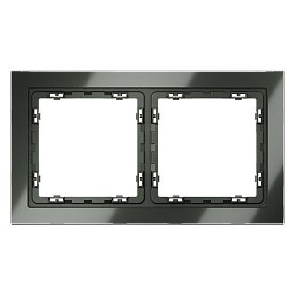 Рамка стеклянная Voltum S70 на 2 поста, титан, стекло Стекло/пластик  VLS110206