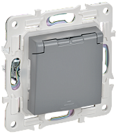 SKANDY Розетка з/к/ш кр. 16А IP44 SK-R11Gr сер. IEK, SK-R16-16-44-K03