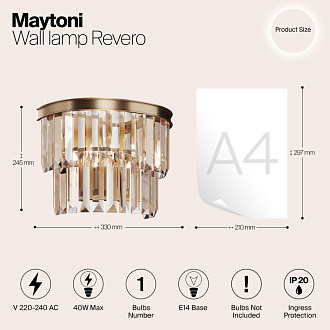 Светильник 25 см, Maytoni Revero MOD085WL-01G, золото