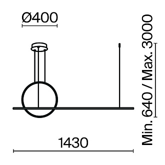 Подвесной светильник 143*11,7*300 см, LED, 40W, 4000К, Maytoni Halo MOD247PL-L49BK черный