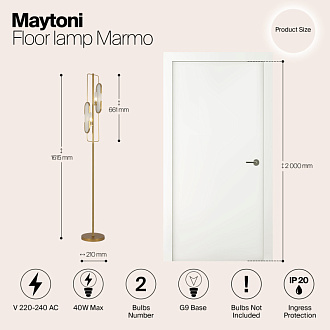 Торшер 160 см, Maytoni Marmo MOD099FL-02G, золото