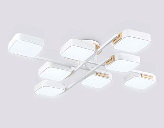 Люстра светодиодная на штанге 96*96*16- см, **W, 3000-6000K, Ambrella Light Comfort FL4888, белый, дерево