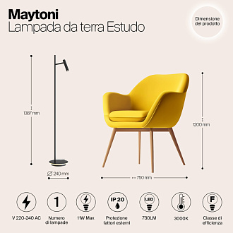 Торшер Maytoni Estudo Z010FL-L8B3K