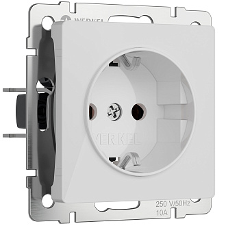 W1171041 Розетка с заземлением, белый акрил Werkel, 4690389197314
