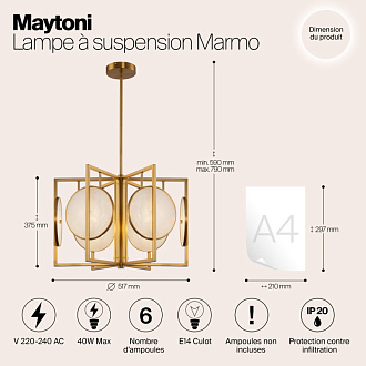 Светильник 52 см, Maytoni Marmo MOD099PL-06G, золото