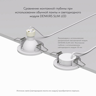 Светильник встраиваемый 7,5*7,5*0,6 см, вр 6,4 см, 1*GU10*50W, Denkirs Voens DK2030-WH, белый