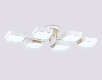 Люстра светодиодная на штанге 85*43*14- см, **W, 3000-6000K, Ambrella Light Comfort FL4886, белый, дерево