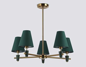 Люстра на штанге с абажурами и мрамором **25-58 см, 5*E14*40W, K, Ambrella Light High Light LH75051, латунь