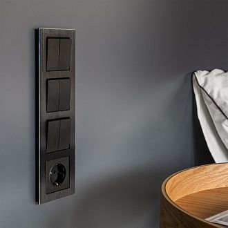 W1120008 Выключатель двухклавишный, черный матовый Werkel, 4690389156700