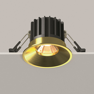 Встраиваемый светильник 8*8*6 см, LED, 12W, 3000К, Maytoni Technical ROUND DL058-12W3K-BS латунный, вр 7,5 см