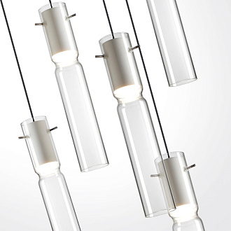 Люстра каскадная 40*40*150 см, 5 LED*5W, 3000 К, Odeon Light Scrow, белый 5058/25LB