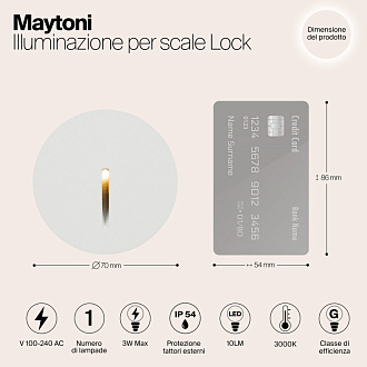 LED светильник 7 см, 3W, 3000K, Maytoni Lock O014SL-L3W3K, белый, вр 5,5 см
