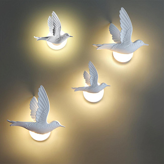 Бра с птичкой Odeon Light Colombella 4310/3WLA, 3W LED, 3000K, белый