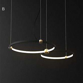 Подвесной кольцевой светильник PLANETARY D50+40 11,5*55,5*55,5 см, 2*LED*28, 22W, 4000K, ImperiumLoft PLANETARY01, Чёрный, Белый