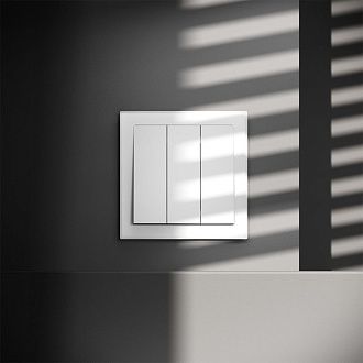 Выключатель встраиваемый Voltum S70 трехклавишный 10А, белый матовый пластик Soft touch VLS030102