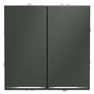 Выключатель встраиваемый Voltum S70 двухклавишный с подсветкой 10А, титан пластик Soft touch VLS020206