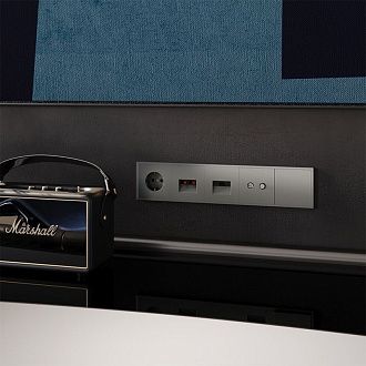 Розетка акустическая встраиваемая Voltum S70 4-местная, титан пластик Soft touch VLS060306