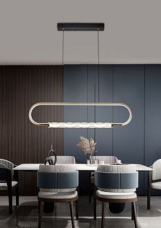 Подвес 9523/1A BK, 820*200 LED, 50W, 3000K, Alva Donna, Жемчужно чёрный