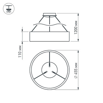 Подвесной светильник Arlight 023393(1) *45,5*120 см, 33W, белый (теплый)K,